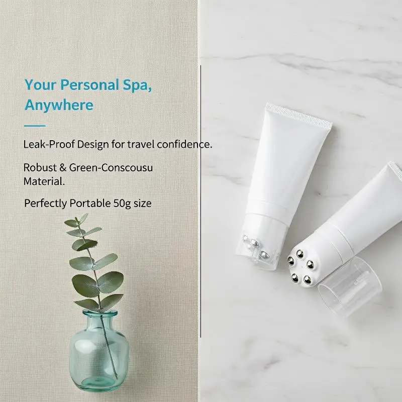 50/80g Five Stainless Steel Ball Massage Bottle Neck Cream Body Lotion Packaging Massage Cream Repeatable Plastic Container
