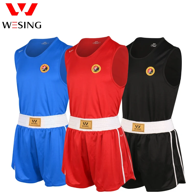 Wesing Adult Children Sanda Uniform Breathble Red Blue Black Wushu Suit For Training Competition