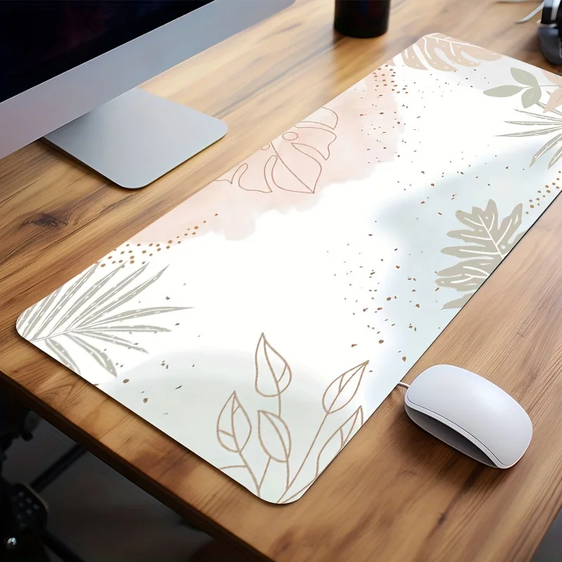 Large Desk Mat Boho Pastel Painting Green Plant Abstract Perfect Mousepad Desk Pad for Desktop Gaming Office Use by Girls Women