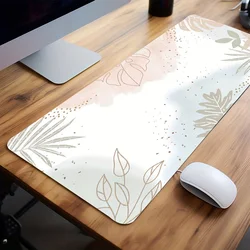 Grand Tapis de Bureau en Polymères Style Boho, Peinture Pastel, Plante Verte Abstraite, Souris Parfaite, pour Jeu, Utilisation par Fille et Femme