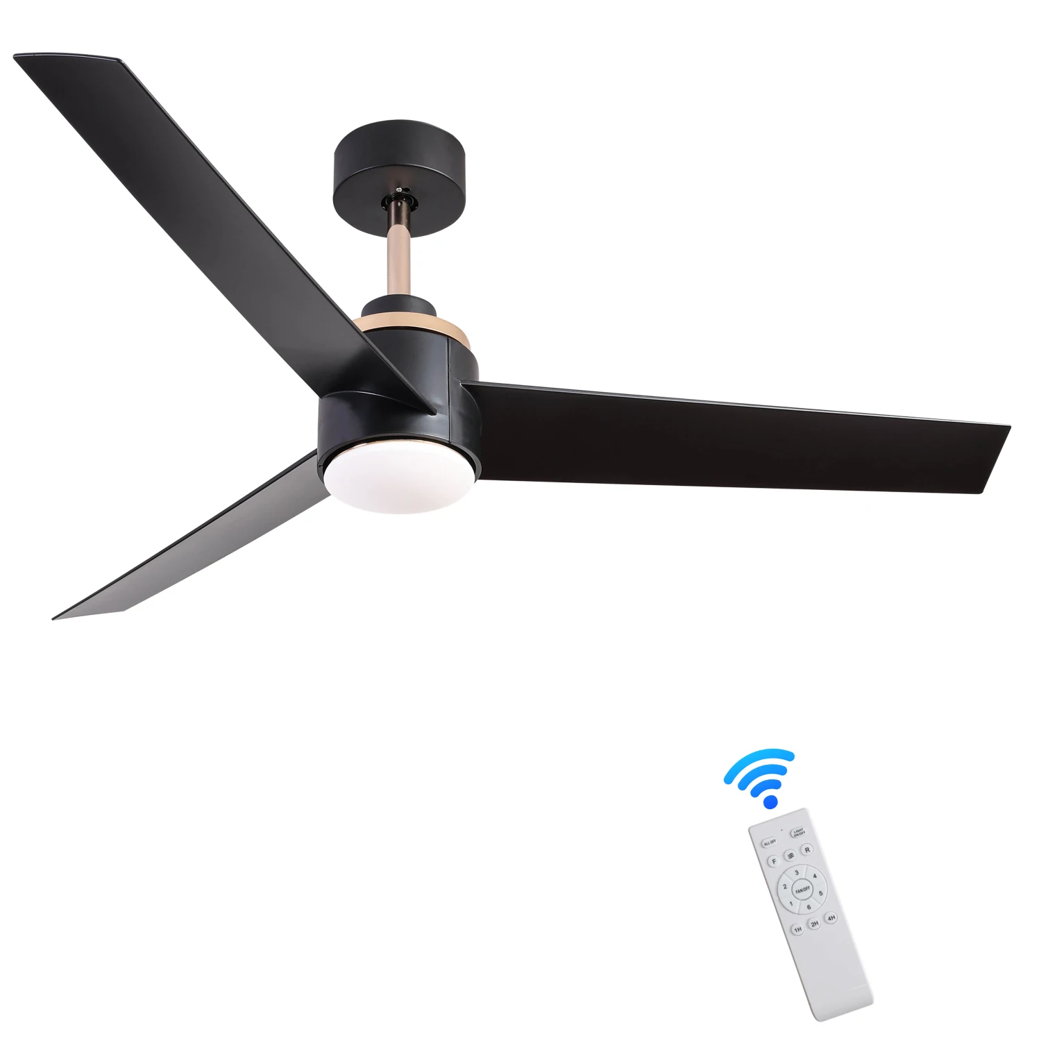 52 Inch Ceiling Fans with Lights Flush Mount, Modern Ceiling Fan with Light and Remote Control - 3 Blades Indoor Outdoor Ceiling