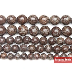 Natural Stone Brown Snowflake Obsidian Round Beads 15