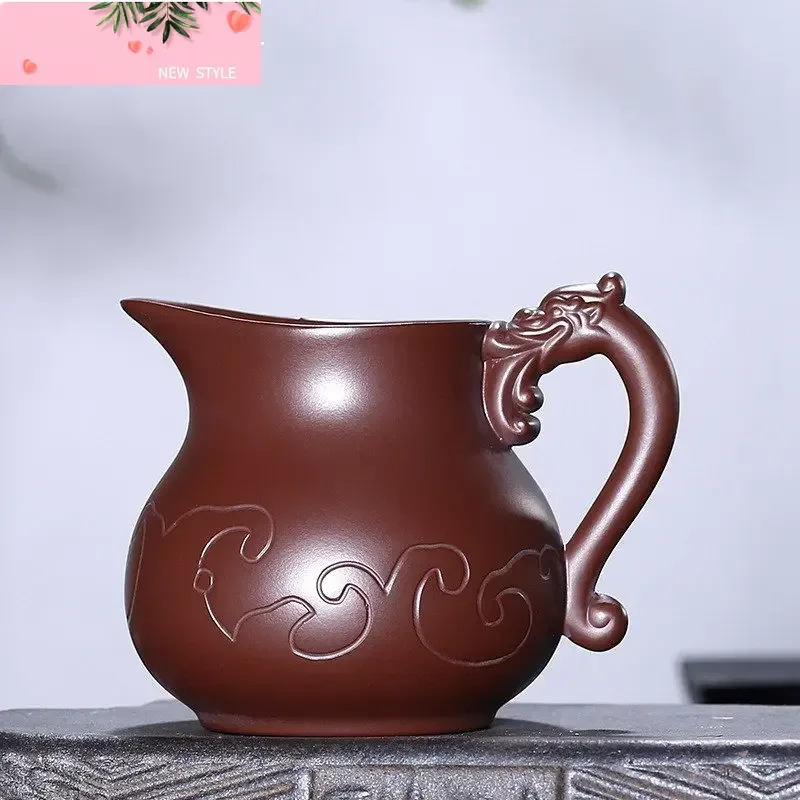 

350 мл китайская чашка с рисунком дракона ручной работы Yixing, фиолетовый глиняный чайник, индивидуальный заварочный чайник, традиционный чайный сервиз, аксессуары