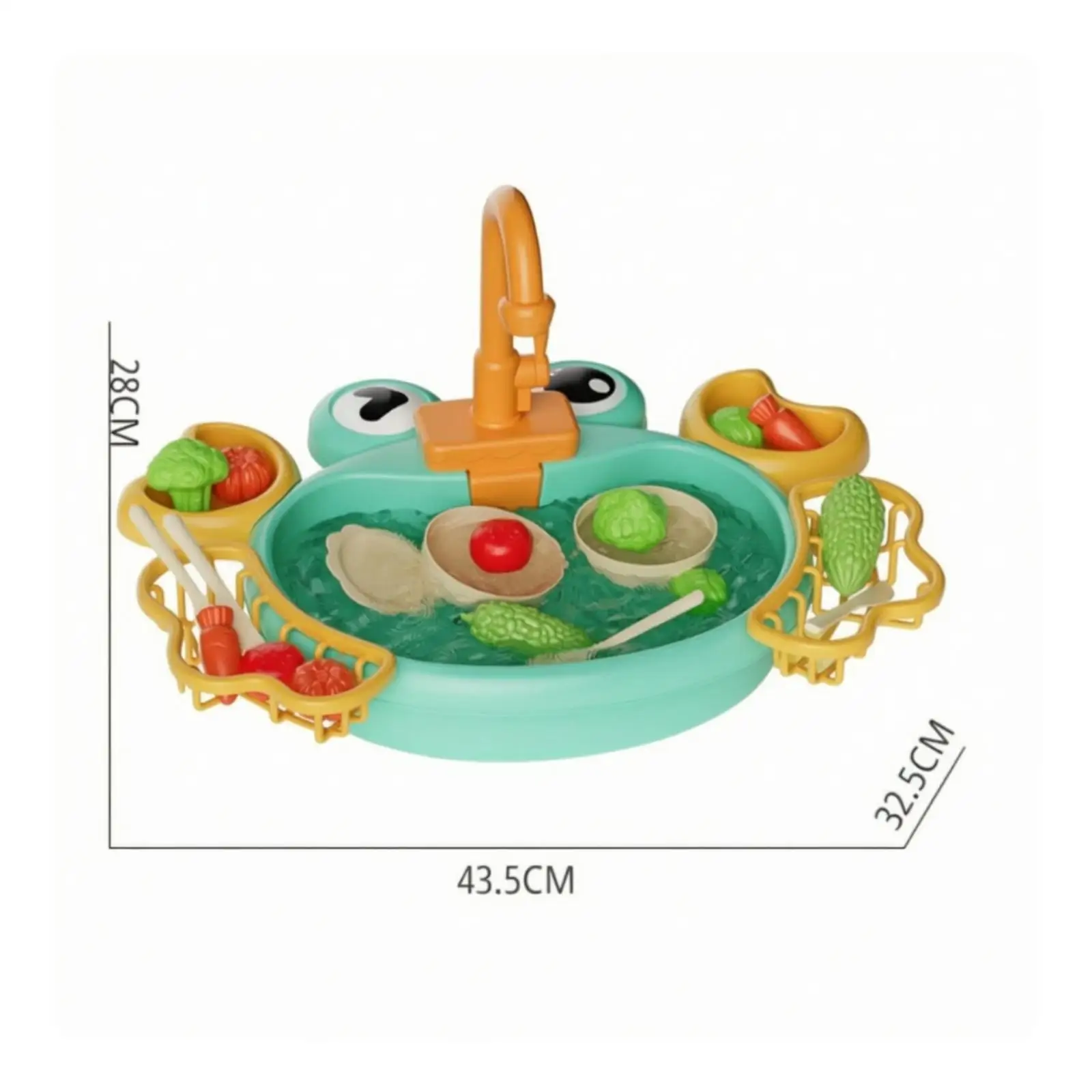 Electric Water Play Kitchen Sink for Toddlers with Molded Basin and Faucet for Kids Bathroom Role Play Dish Toy Fine Motor Skill