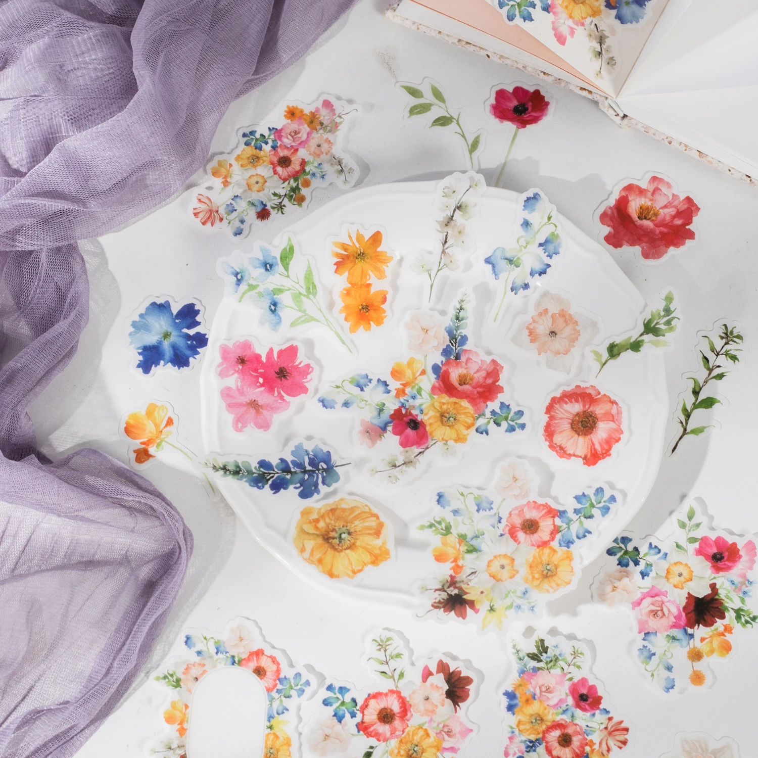 Flower Bloom Series Vintage Flower Landscaping Sticker Creative DIY Journal Material Collage Stationery