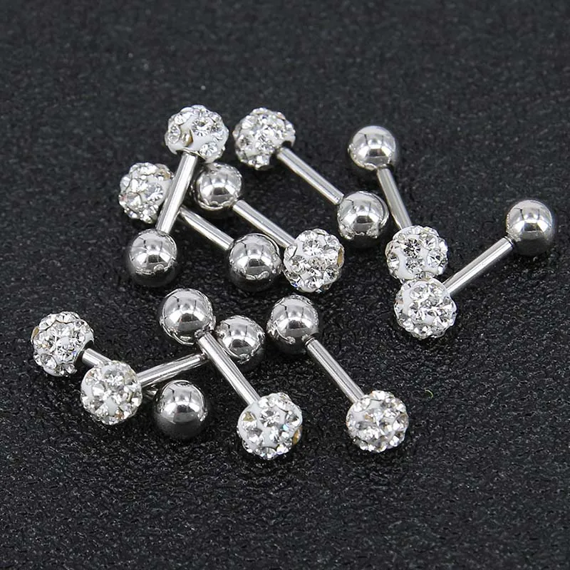 Beautiful Crystal Round Ball Screw Stud Earrings For Women Stainless Steel Cartilage Tragus Piercings Jewelry Size 3/4/5mm