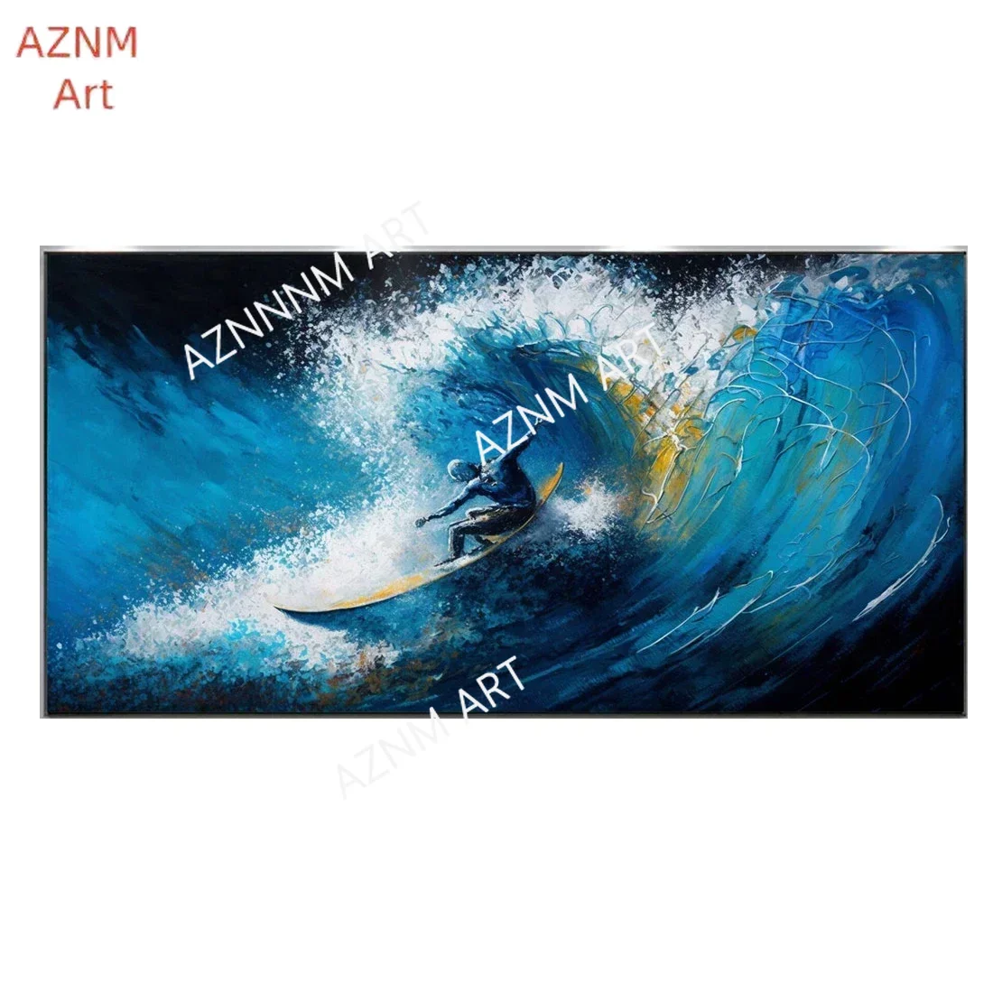 1PC ，Large Seascape Canvas Abstract Blue Nature Beach Landscape Painting Modern Wall Art Living Room Decor