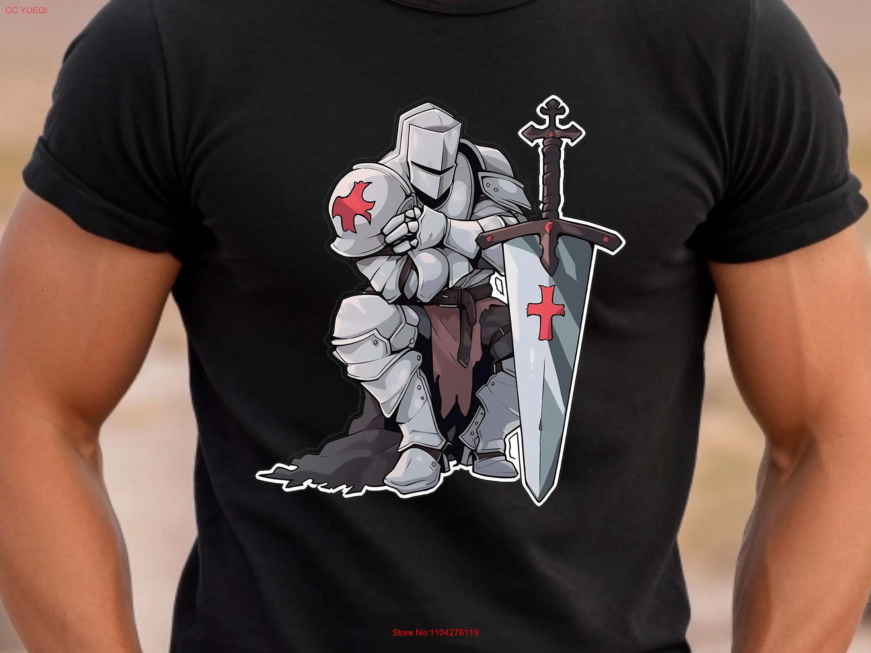 Godly Gains Divine Knight T Shirt Christian Faith Inspired Fitness Gym Lover For Men Manga Anime Design Fit Top