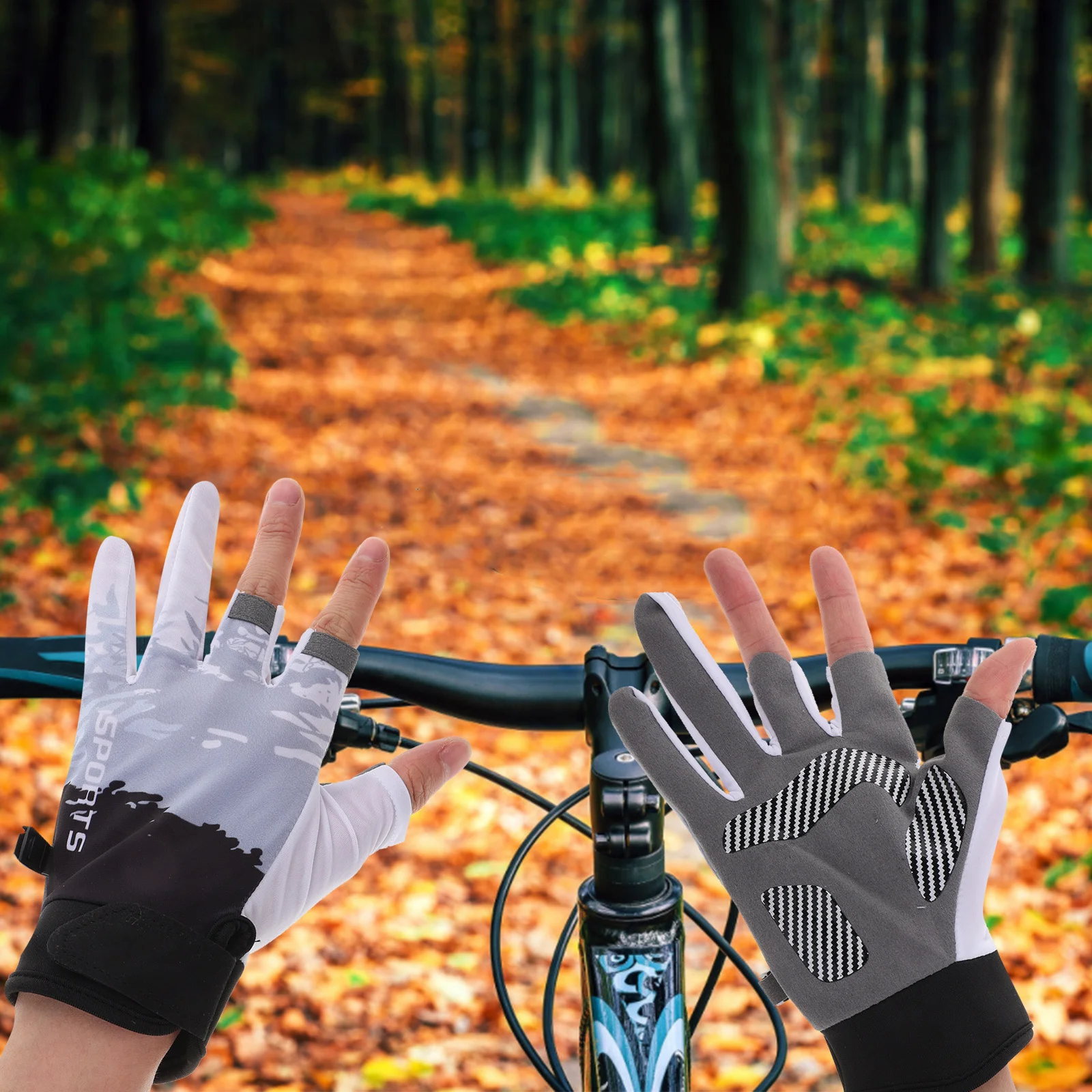 

1 Pair Fingerless Fishing Gloves Sun Protection Anti-Slip Uv Cycling Fitness Billiard Kayaking Outdoor Sports Gloves For Men