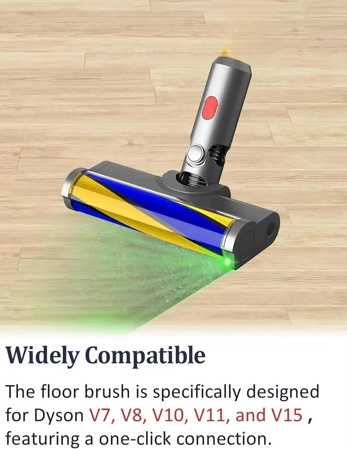 Vacuum Attachments with Dust Detect Green Light for Dyson V7 V8 V10 V11 V15 Cordless Cleaners, Hard Floor Soft Roller Brush Head