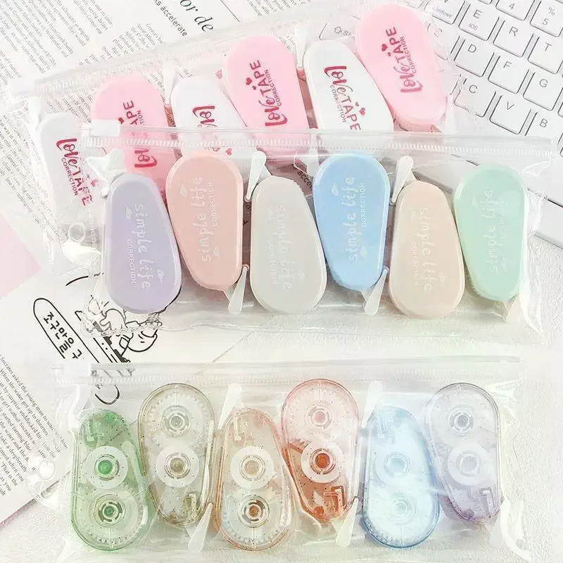 6Pcs Mini Correction Tapes Cute Pastel Colors Smooth Application Perfect For Students School Homework Office Daily Use