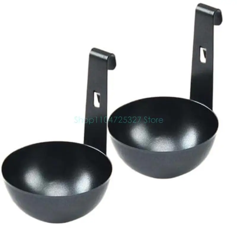 D8KF 2pcs Effective Stainless Steel Poached Eggs Cookers Hangable Design Eggs Boiler for Perfectly Cooked Eggs