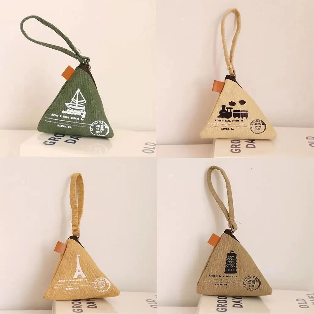 

High Quality Canvas Zongzi Shaped Zero Purse Portable Iron Tower Pattern Mini Coin Bag Fashion Style Coin Wallet