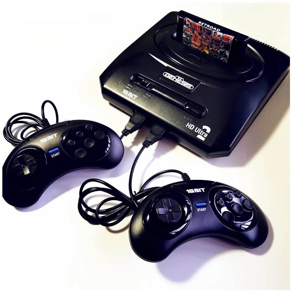 وحدة تحكم ألعاب 16 بت HD Ultra2 لمحرك Genesis/Mega Drive، خرطوشة ألعاب NTSC/PAL، مع وحدة تحكم سلكية (ليست محاكي)