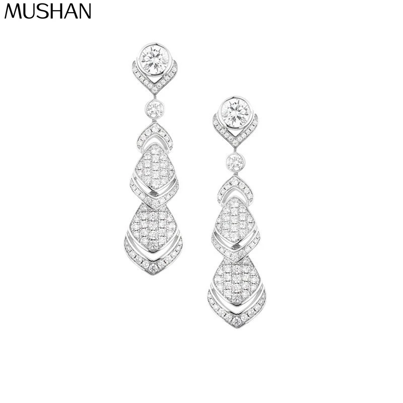 

MS MuShan Luxury Jewelry 925 Sterling Silver Earrings Cubic Zirconia 7A Hoop Vacation for Girls Rhodium Plated Fine Earring