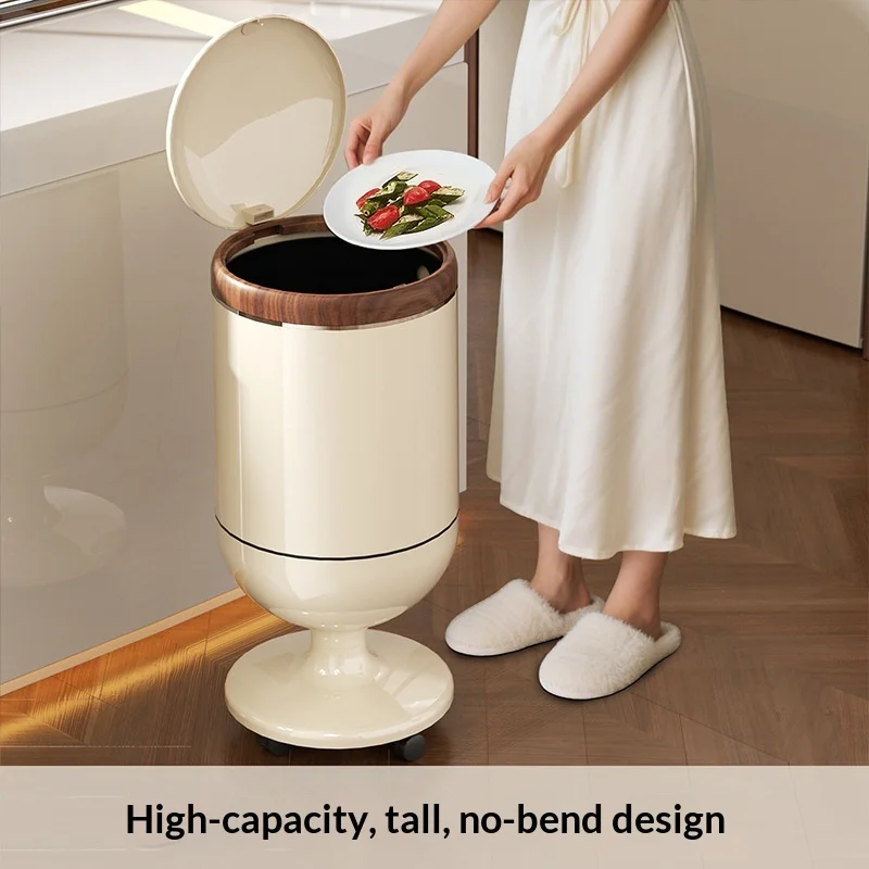 

Высокий мусорный бак с педалью без необходимости наклоняться, большой емкости, на колесах, для кухни, гостиной, дома, премиум-класса