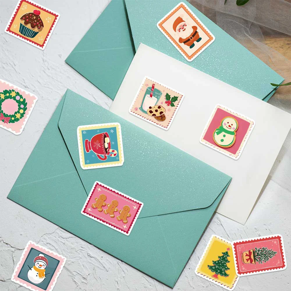 10/30/50 قطعة مضحك الكرتون عيد الميلاد ختم ملصقات لطيف سانتا كلوز الأيائل الكتابة على الجدران الشارات سجل القصاصات الأمتعة الهاتف ملصق التعبئة #6