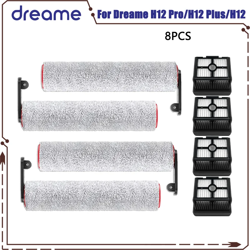 Dreame-Rolo de aspirador molhado e seco, Peças sobressalentes para escova macia, Acessórios para filtros Hepa, H12 Pro, H12 Plus, H12 Core