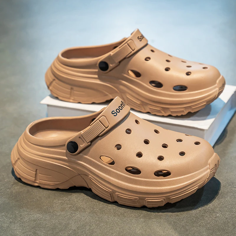 

Противоскользящие летние уличные мужские тапочки Thi Bot, офисные сменные сандалии с открытым носком из ЭВА, без шнуровки для молодежи