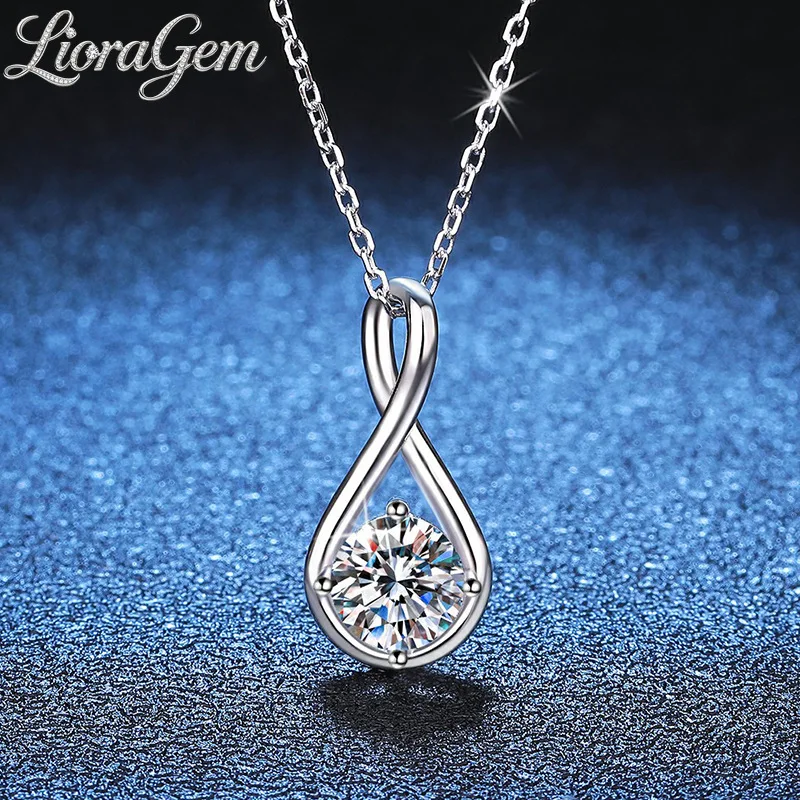 LioraGem New Fashion Moissanite Necklace Pendant, Angel's Tear 1-carat Moissanite Clavicle Chain Platinum PT950 Stamp