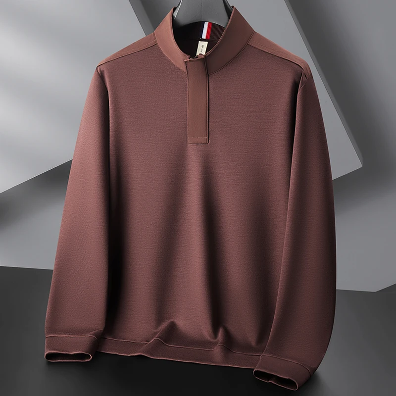8XL 7XL 6XL 2026 New High End Luxury Wool Shirts For Man Brand Menswear Zipper Collar Mens Polo Shirt Casual Loose T-Shirts Men
