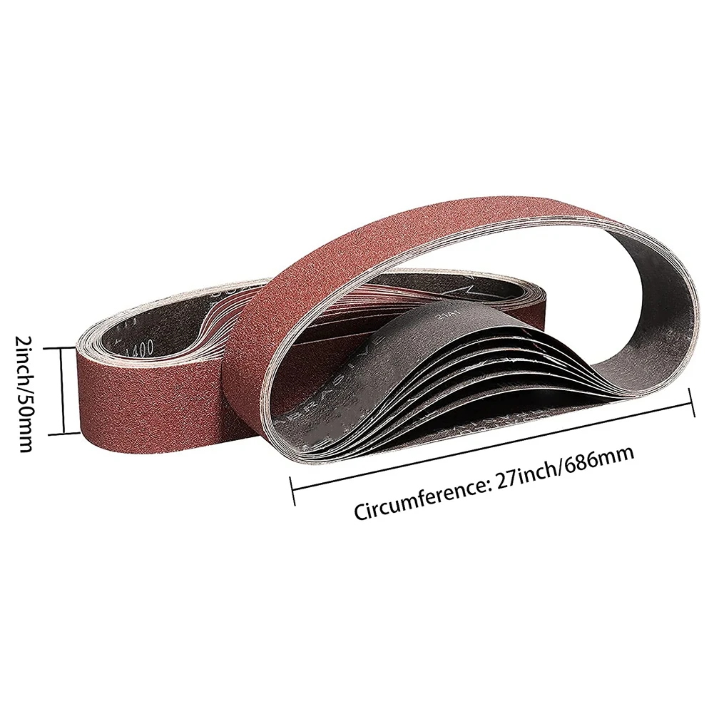 AB02 50X686MM courroie de ponçage 15 pièces-bande de ponçage en alumine grain 80/120/150/240/400, adaptée au ponçage du bois