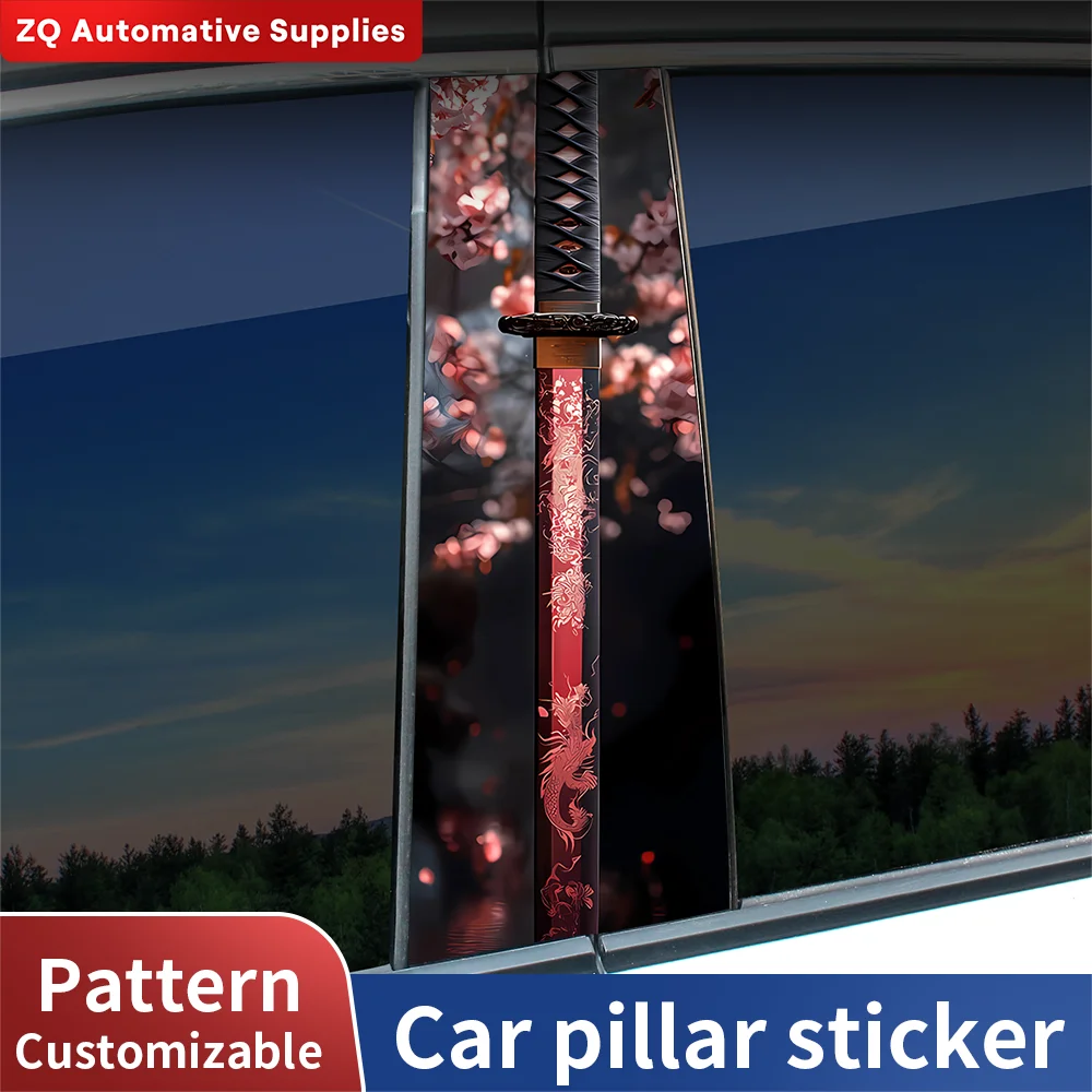 

Samurai Sword Car Stickers Auto B Pillar Waterproof Decoration Cover Scratches Car Doors Pillar Sunscreen Decals Accessories