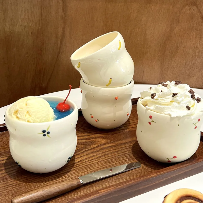Korean ceramic hand holding fruit water cup three-dimensional polka dot home decoration modern simple sweet and cute
