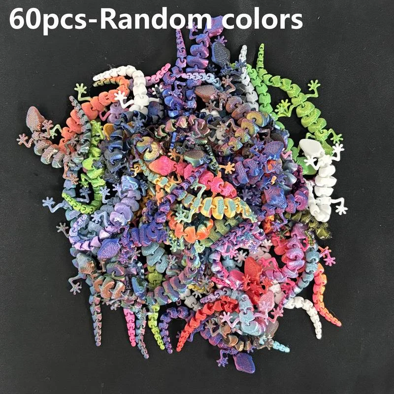 Multi‑Pack of 3D Colorful Gecko Wall Decorations - Printed Home Ornaments for Room Decor & Holiday Gifts - Random Colors