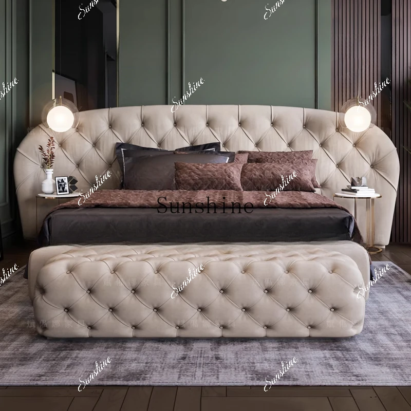 

] American double/light luxury princess/atmospheric buckle/master bedroom marriage bed/simple and modern FT