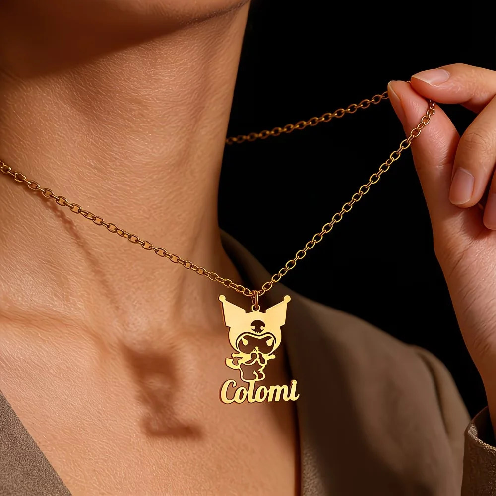 Custom Kuromi Name Necklace For Women Girls Personalized Stainless Steel Creative Special Sanrio Jewelry Birthday Gift BFF