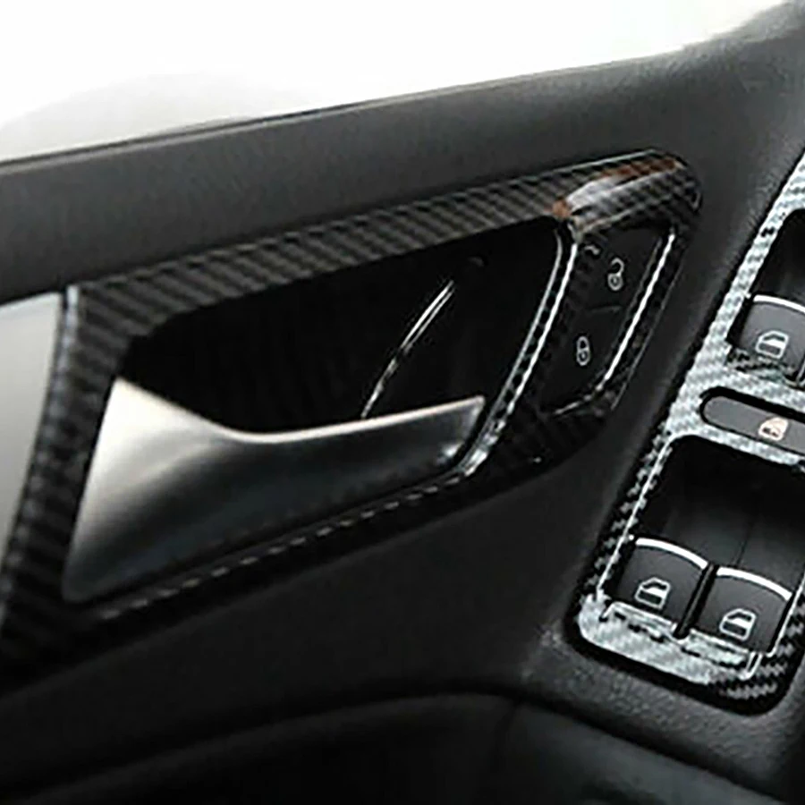 Best-Selling 4Pcs Car Interior Door Handle Bowl Trim For Golf MK6 2010-2013 Carbon Fiber