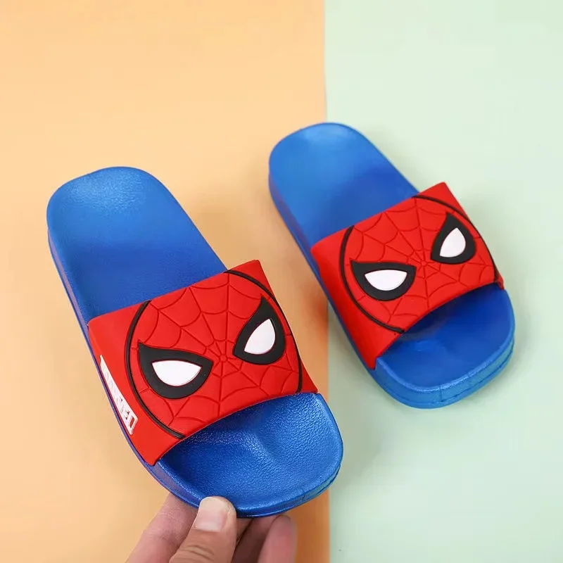 Disney Children Slippers Baby Boy Girls Summer Kids Flips Flops Cartoon Spiderman Minnie Print Soft Beach Indoor Home Bath Shoes