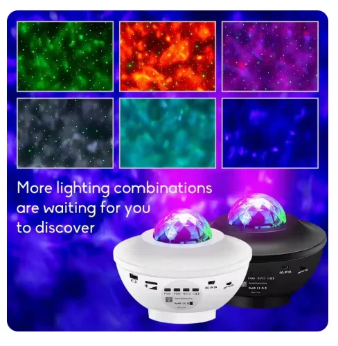ZK40 Ambient Light Star Projection Light USB Bluetooth Music Full Color Water Pattern LED Night Light