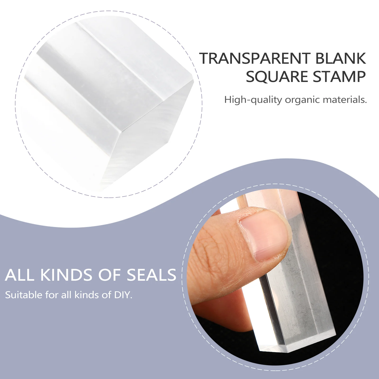 5 Pcs Transparent Blank Square Seal Stamps Acrylic DIY Craft Block Scrapbook for Scrapbooking