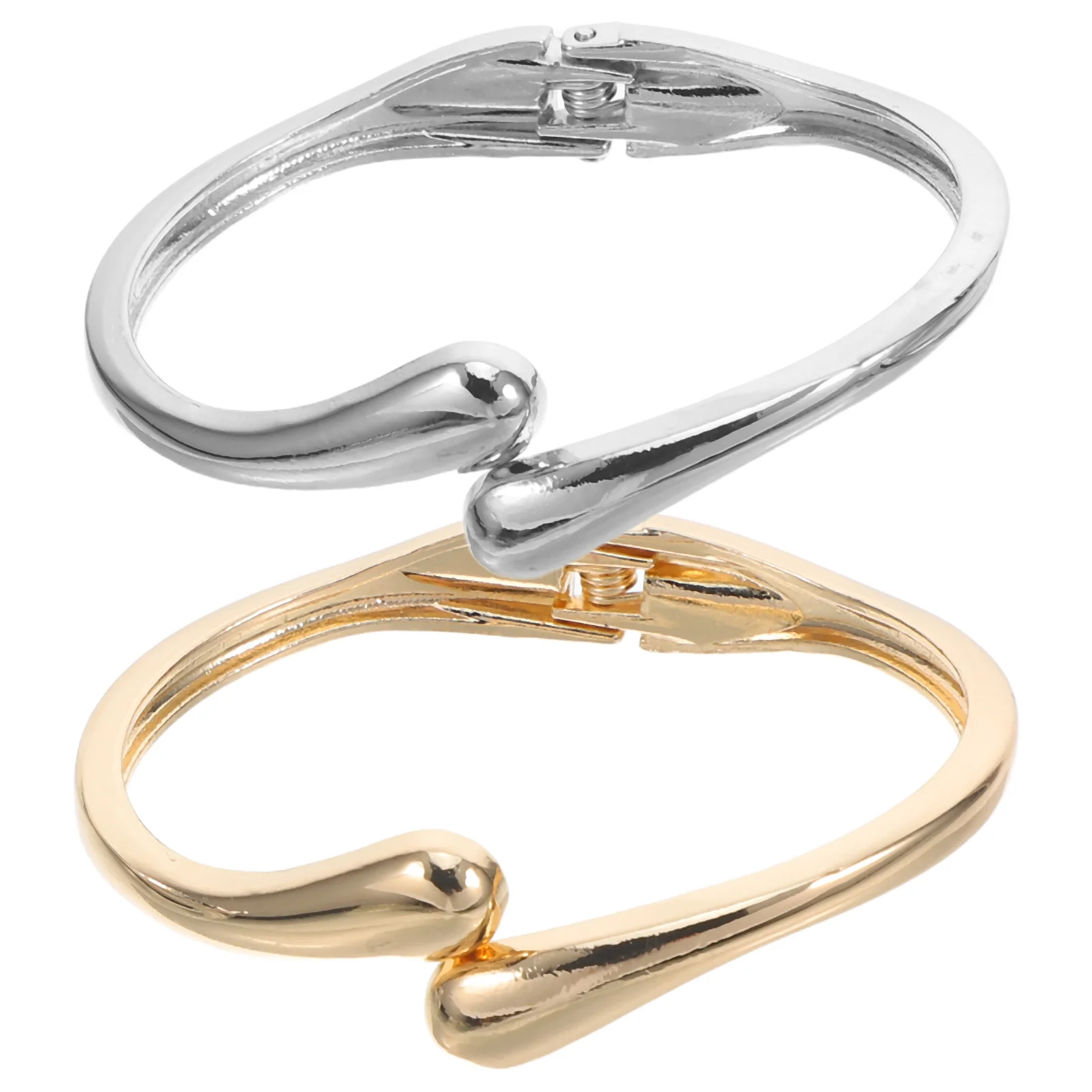 

2Pcs Fashion Waterdrop Bracelet Polished Alloy Open Bangle Elegant Stylish Hand Jewelry for Women Party Wedding Birthday Gifts