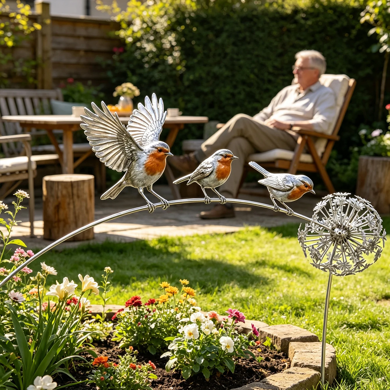 Cute bird garden plugin creatively and uniquely inserted into outdoor gardens, lawns, backyards, courtyards, porches, dedicated