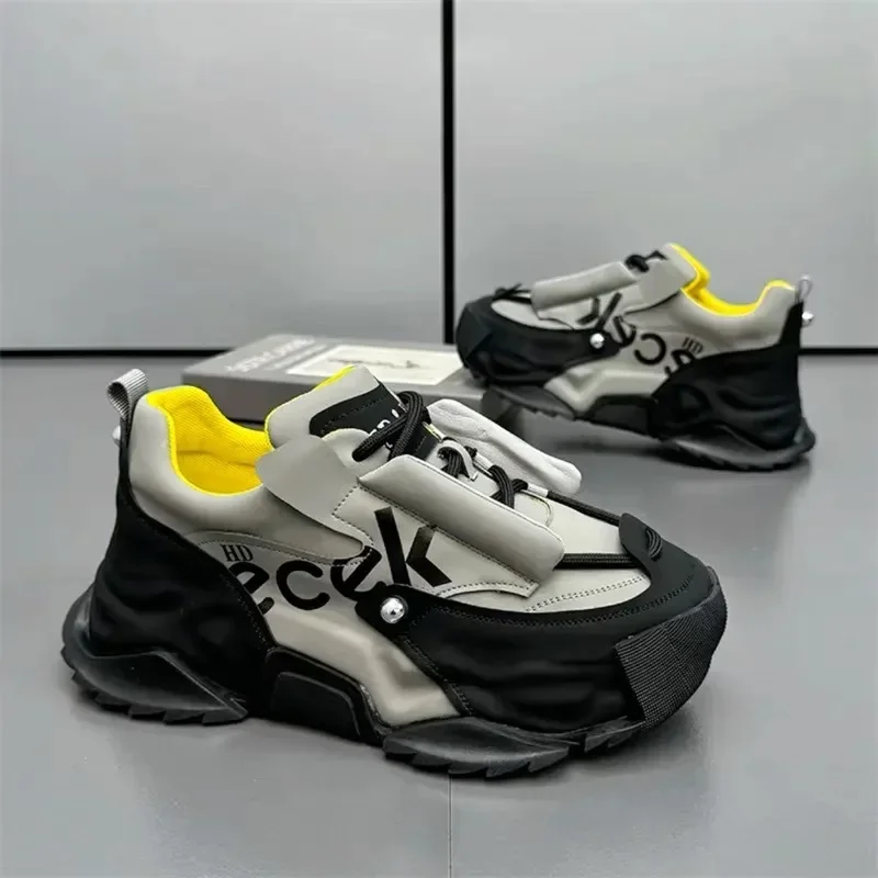 

Platform Sneakers for Mens Fashion Designer Casual Leather Shoes for Man Chunky Height Increased Mens Sneakers Zapatillas Hombre