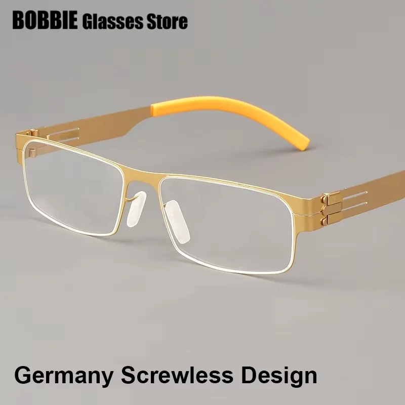 Germany Brand Screwless Peter C Classic Glasses Frame Men Eyeglasses Square Eyewear Fashion Spectacles Elite Business Cool Style