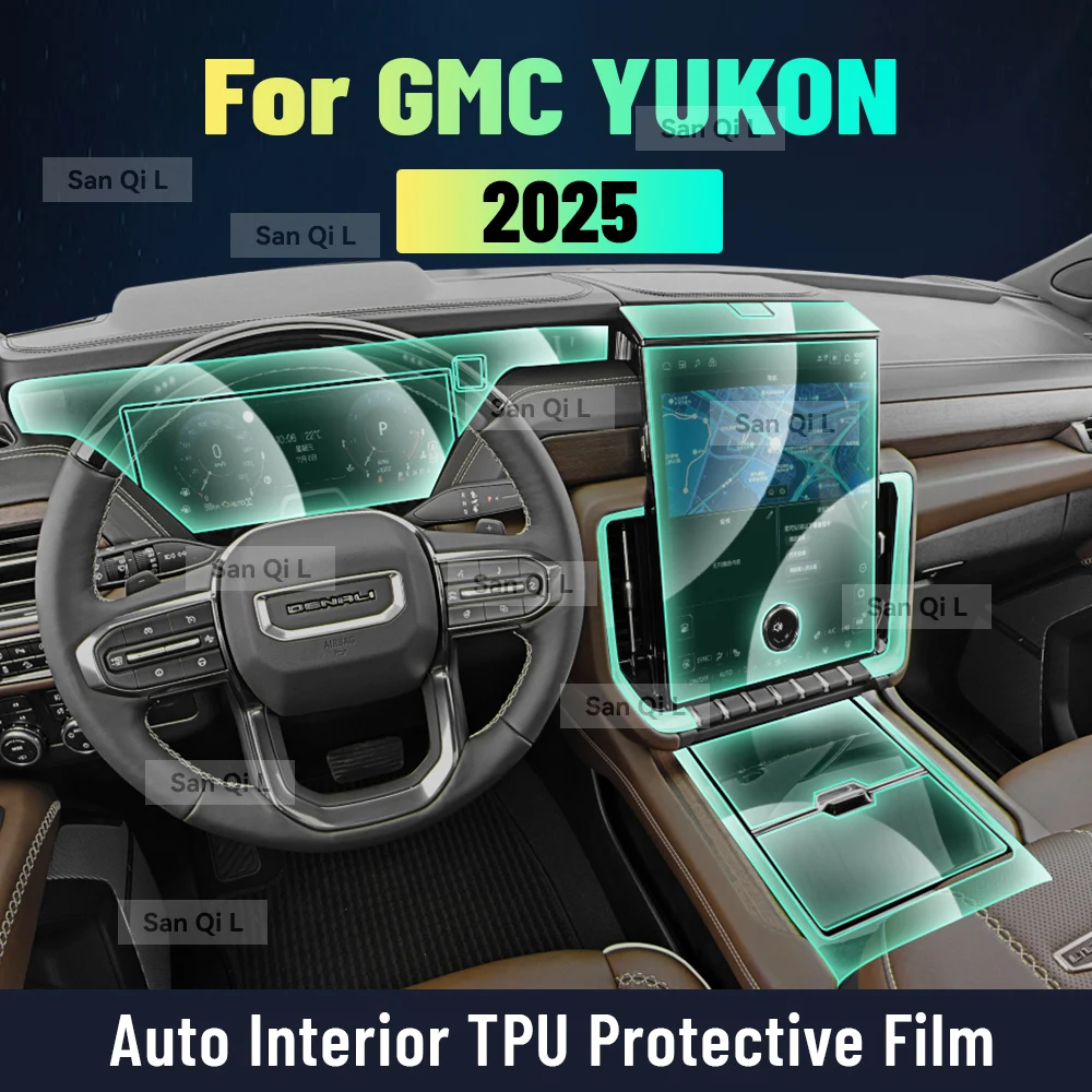 

For GMC YUKON 2025 Interior Center Console Clear Protective Film TPU Car Anti Scratch Tint Accessories Refit Set
