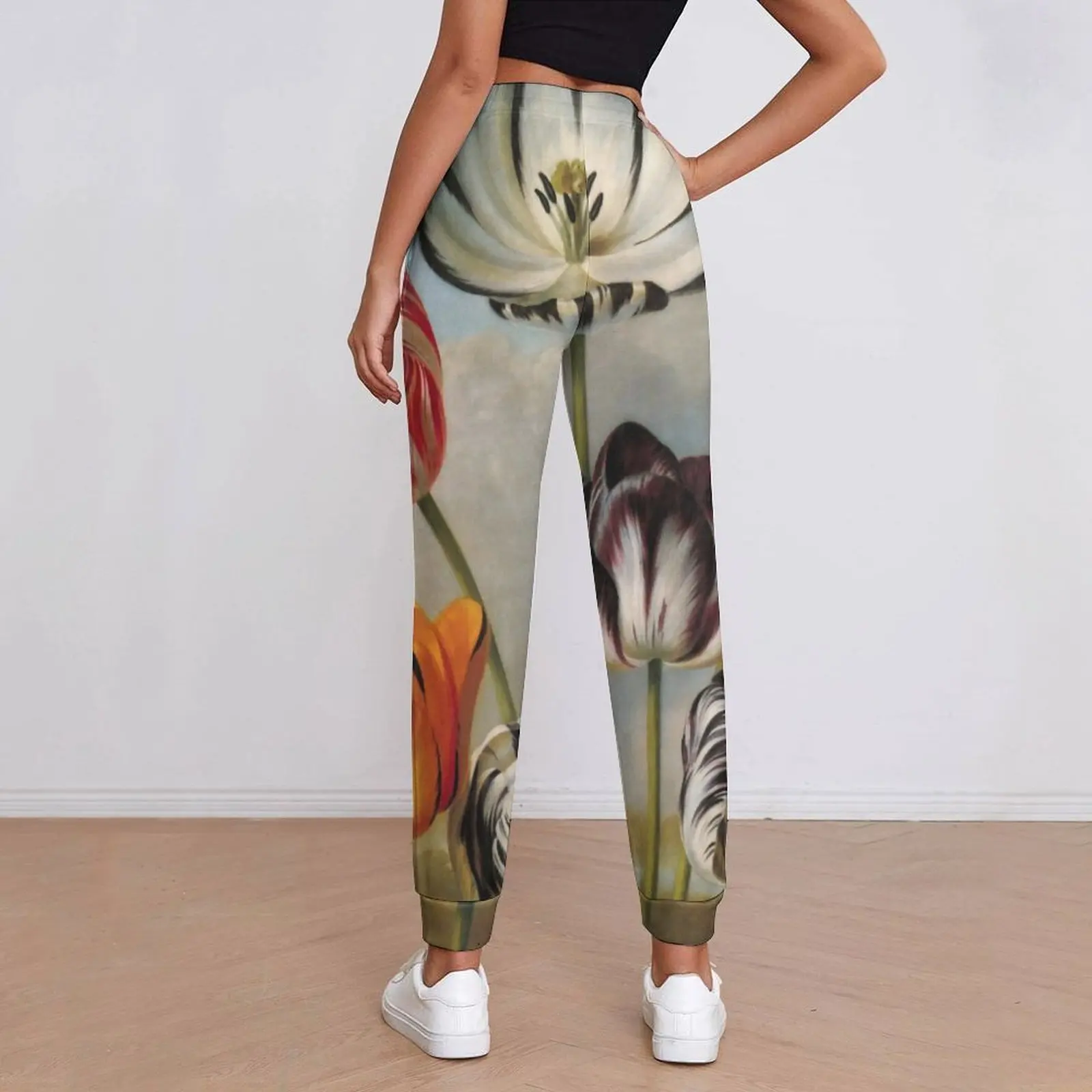 Flower in A Landscape Jogger Pants Ladies Vintage Variegated Streetwear Joggers Spring Modern Print Oversized Trousers Gift