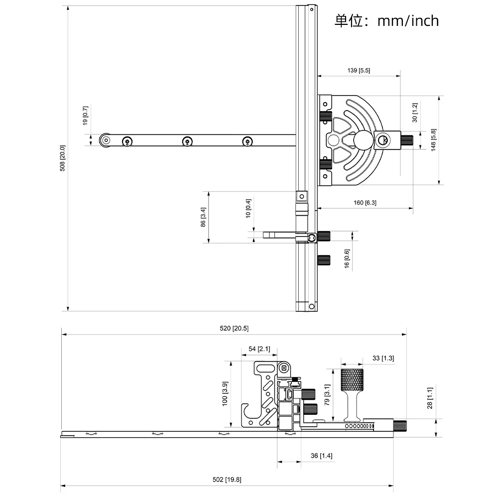 New push handle push ruler chute woodworking angle plate table saw band saw flip-chip engraving machine