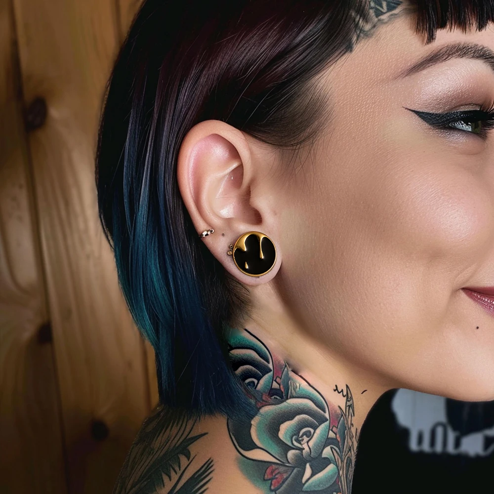 Vankula 2PCS 316 Stainless Steel Round Water Drop Ear Gauges Tunnels Plugs Stretcher Expander Piercing Women Body Jewelry
