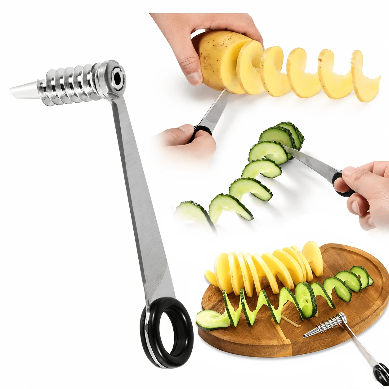 Multifunctional Spirals Cutter Stainless Steel Spirals Cutter For Veggies Manual Spirals Screw Slicers For Potatoes Kitchen Tool