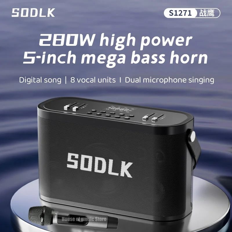 SODLK Specialty Karaoke Mixer Amplifier For 280W PA System Rechargeable Wireless Blue Tooth Speakers Support TF Card/USB/AUX/TWS