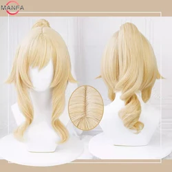 Jean Cosplay Wig 40cm Long Light Golden Ponytail Wig Heat Resistant Synthetic Hair Halloween