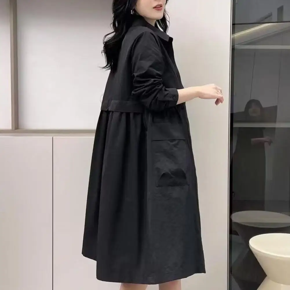 

Women Winter Jacket Stylish Women's Oversized Cardigan Turn-down Collar Long Sleeve Pleated Design Fall/winter Coat for Women