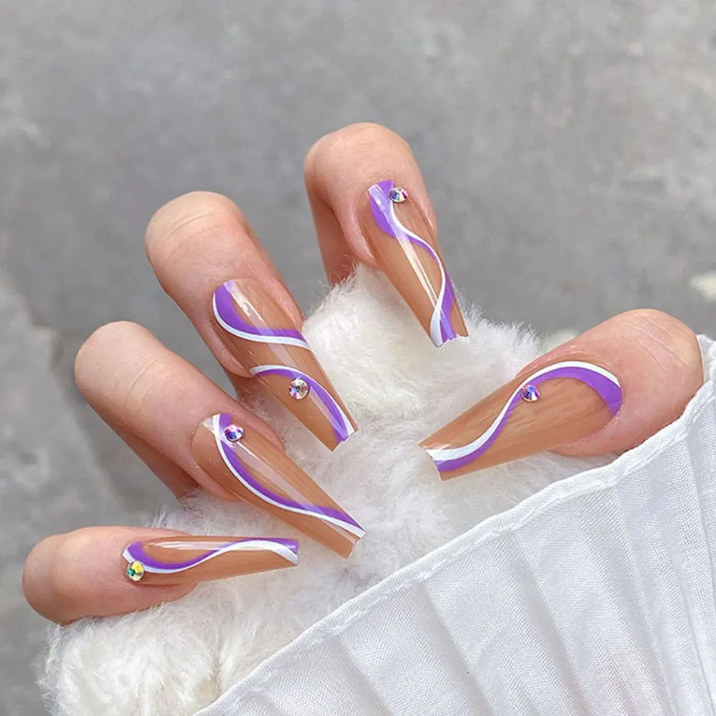 48 pçs caixão superior plano unhas falsas elegante cobertura completa dicas de unhas falsas para profissional diy decoração da arte do prego unhas falsas longas