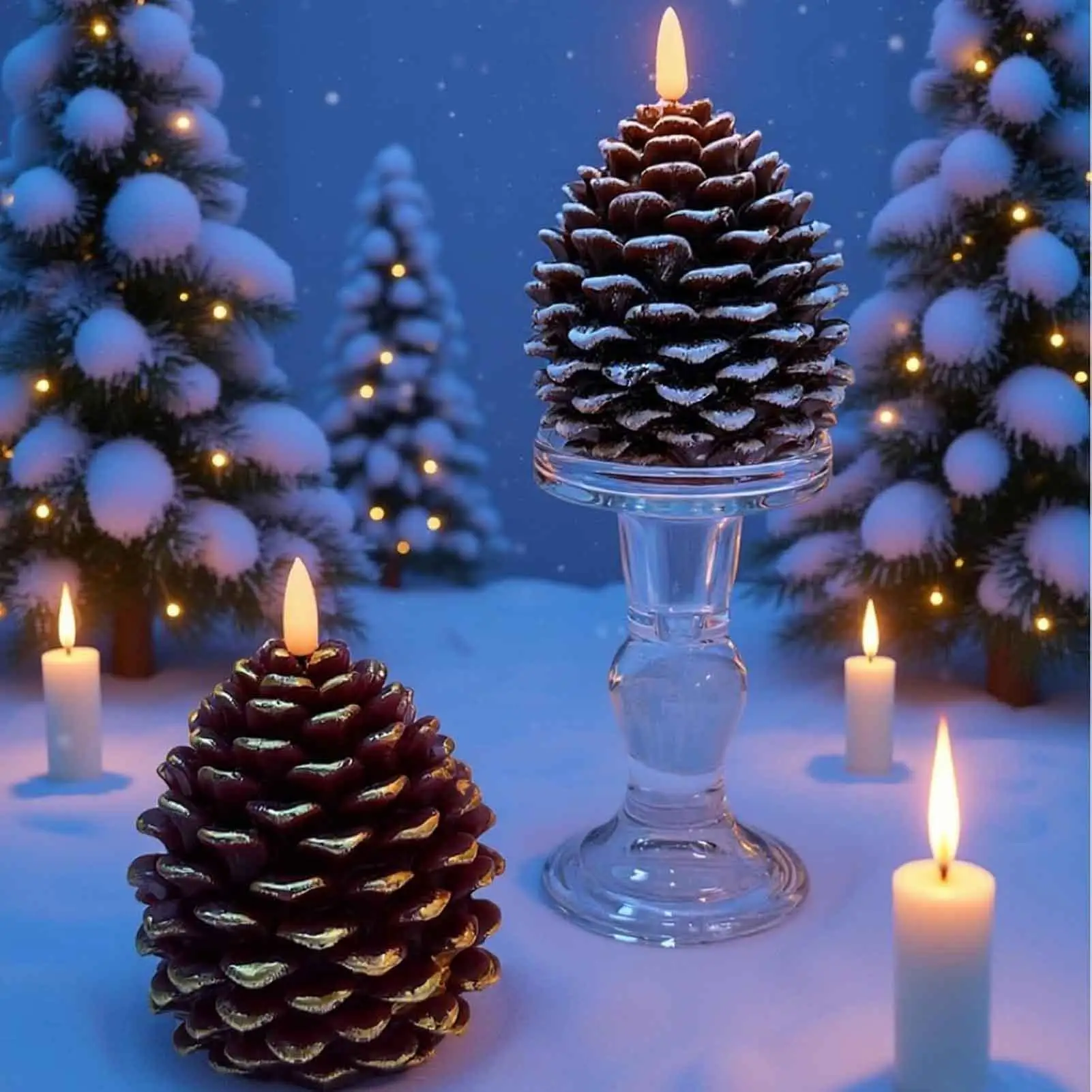 Velas de pinha sem chama, velas led de pinha, cera falsa para natal, lareira, janela, sala de estar, mesa, quarto