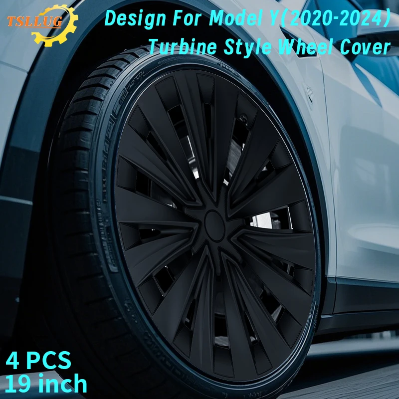 

4PCS 19 Inch Hubcaps for Tesla Model Y 2020-2024 34th Style Automobile Hubcap Replacement Wheels Cover Full Rim Accessories